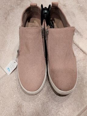 Time and Tru Dusty Rose Perforated Slip-On Mules